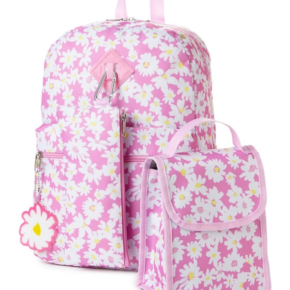 Madison and Dakota Backpack Set Pink Daisy Matching Lunch Bag Pencil Case New - Picture 2 of 14